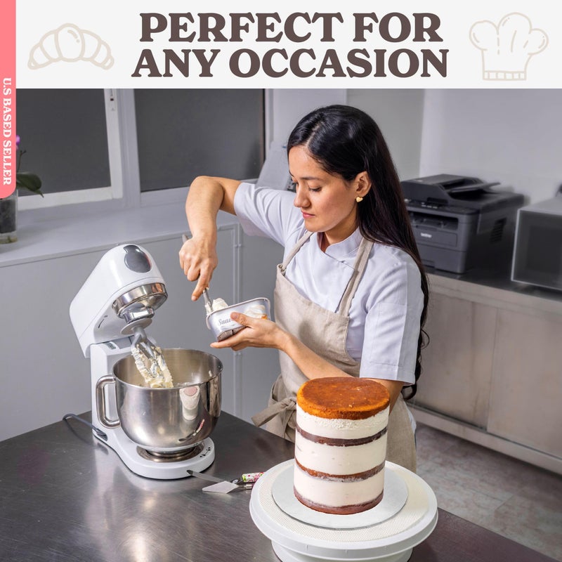 Spec101 Round Cake Boards Bulk 12pk - 10 Inch Cake Drum Round White Cardboard Base with 1/2 Inch Thick Smooth Foil Edge - Image 3